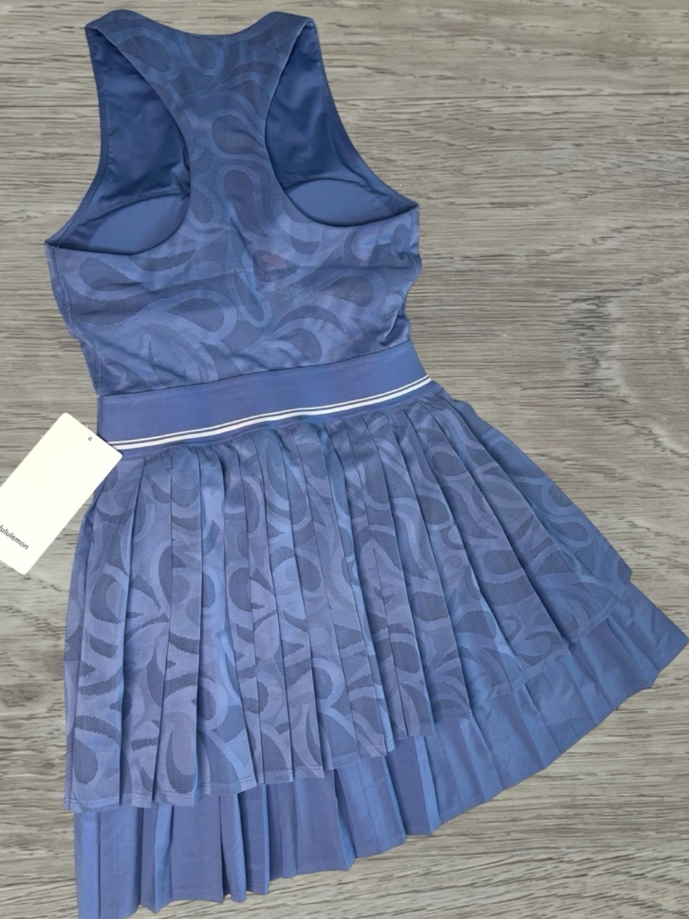 Lululemon Paisley Mesh Pleated Tennis Dress Prep Blue White NWT Small - Picture 3 of 7